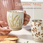 GALUCKSY Ceramic Coffee Mug with Colorful Pattern, 18OZ Stoneware Coffee Mug with Large Handle, Tea Cup for Cappuccino, Cocoa, Latte, Tea, Microwave, Oven and Dishwasher Safe, Orange flower