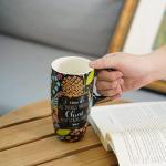 Topadorn Ceramic Travel Mug with Lid and Handle for Coffee Lovers, Ceramic Coffee Mug Latte Teacup Milk Mug in Color Box 17 Oz, Black Art Tea Mug