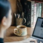 NZYDGXSY 16OZ Ceramic Coffee Latte Mug, Cute Cup for Women, Ideal for Green Tea or Coffee,Hand Painted Floral Design Pottery Mug (cyan)