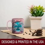 ATSAKA Dolphin Love Ocean Art Coffee Mug, Romantic Sea Animal Mug, Valentine’s Day Couple Gift Theme, Heart Cave Underwater Design, 11oz Ceramic Mug with Colored Handle for Daily Coffee & Tea Use