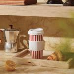 Millie 12oz Ceramic Tumbler - Stylish Travel Coffee cup with Lid, Microwave & Dishwasher Safe - Ceramic Travel Mug with Lid - Unique Gift Idea for Women & Men Who Love Coffee on the Go