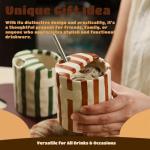 LQKQYHCTA 10 Oz Retro Half Lid Striped Ceramic Coffee Mug, Heat-Resistant Non-Slip, Hand-Painted Striped for Home Kitchen Dining, Valentine’s Day & Holiday Gift for Coffee Lovers (Black)