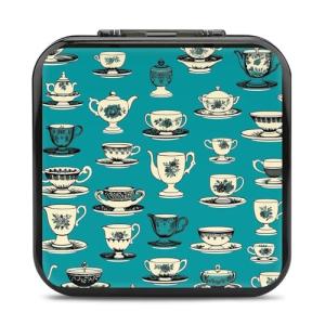 FodPand Retro Tea Cup Switch Game Case Holder with 24 Cartridge Slots & 2 Micro Sd Card Storage Slim Portable Cartridge Case Cover Hard Shell Storage Organizer Traveler Gift Accessory