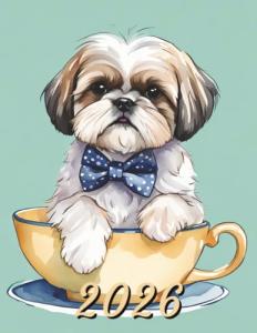 Watercolor Shih Tzu Dog Teacup Calendar Planner