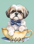 Watercolor Shih Tzu Dog Teacup Calendar Planner