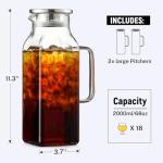 Netany 2-Pack 68 oz Glass Pitcher with Lid