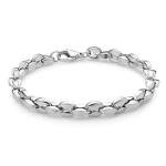 Stylish Silver Coffee Bean Link Bracelet, 7.5 Inch