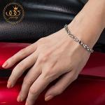 Stylish Silver Coffee Bean Link Bracelet, 7.5 Inch