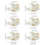 Gold Rim White Ceramic Coffee Cup and Saucer Set