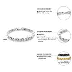 Stylish Silver Coffee Bean Link Bracelet, 7.5 Inch