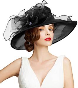 Elegant Wide Brim Black Tea Party Hat