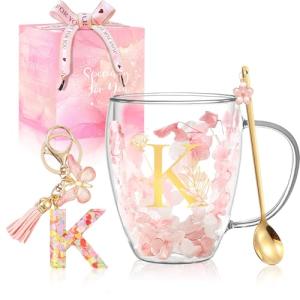 Personalized Double Wall Flower Coffee Mug Set