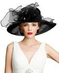 Elegant Wide Brim Black Tea Party Hat