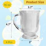 Set of 4 Ribbed Glass Coffee Mugs