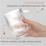 Set of 4 Ribbed Glass Coffee Mugs