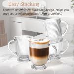 Set of 4 Ribbed Glass Coffee Mugs