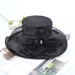 Elegant Wide Brim Black Tea Party Hat