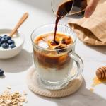 Set of 4 Ribbed Glass Coffee Mugs