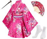 Anime-Inspired Women's Kimono Robe and Accessories Set