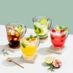 Set of 4 Ribbed Glass Coffee Mugs