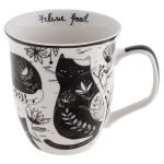 Cute Black and White Boho Cat Mug 16 oz