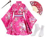 Anime-Inspired Women's Kimono Robe and Accessories Set