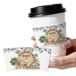 24 Pcs Woodland Baby Shower Coffee Cup Sleeves