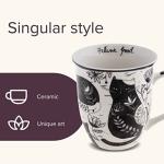 Cute Black and White Boho Cat Mug 16 oz