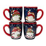 Certified International Holiday Magic Gnomes 16 oz. Mugs, Set of 4