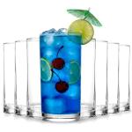KICHLY Clear Drinking Glasses, Pack of 8 Tumbler Cups, 16 Ounce, Reusable Plastic Cups Set, BPA Free, Stackable, Break Resistant, Lightweight & Dishwasher Safe Plastic Drinking Water Cup Set