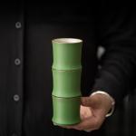 Green ceramic coffee cups (6*6*5.7cm,90ML), 6-piece set of bamboo-joint bamboo segment hot tea cups, latte, cappuccino, mocha, cocoa cups. It is suitable for tea parties and family gatherings, mug (6)