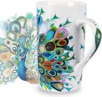 NymphFable Peacock Ceramic Mug 18oz Large Coffee Cup with Handle Personalized Baking Pattern Tea Cup