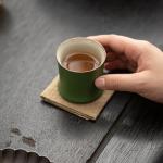 Green ceramic coffee cups (6*6*5.7cm,90ML), 6-piece set of bamboo-joint bamboo segment hot tea cups, latte, cappuccino, mocha, cocoa cups. It is suitable for tea parties and family gatherings, mug (6)