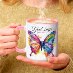 Inspirational Gifts for Christian Women Friends Sister, God says You Are Amazing Coffee Mugs 11Oz with Butterfly, Religious Spiritual Faith Gifts, Birthday Christmas Thankgiving Gift for Coworkers