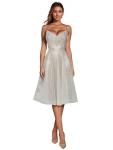 Owzwz Elegant Tulle A-Line Midi Dress for Women 2026 Spring Summer Party Wedding Guest, Cocktail, Prom — Sweetheart Corset Bodice, Tea Length Formal Dresses(Beige,XL,F176)