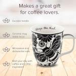 Karma Gifts 16 oz Black and White Boho Mug Bee - Cute Coffee and Tea Mug - Ceramic Coffee Mugs for Women and Men, 1 Count (Pack of 1)