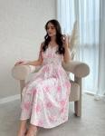 Floral Corset Dress for Women 2026 Spring Midi Dresses High Waisted Tea Party Flowy Dress Pink XL