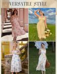 Floral Corset Dress for Women 2026 Spring Midi Dresses High Waisted Tea Party Flowy Dress Pink XL