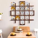 Suzile Oversize Tea Shelf Rustic Wooden Coffee Display Shelves Wooden Floating Curio Shelf Mounted Tea and Saucer Rack Holder for Kitchen Station Bar Accessories(Brown)