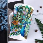 NymphFable Peacock Ceramic Mug 18oz Large Coffee Cup with Handle Personalized Baking Pattern Tea Cup