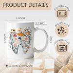 LADOCK Floral Dental Mug, Dentist Gifts for Women, Dental Assistant Hygienist Gifts Ceramic Coffee Mug, Floral Tooth Dentist Coffee Tea Cups 11 oz
