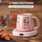 Coffee Mug Warmer & You are Awesome Mug Set, Electric Cup Warmer for Desk, Beverage Warmer with 4 Temperature Setting, 8-Hours Auto Shut Off