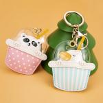 BONICI Creative Funny Hiding in Milk Tea Bubble Tea Cup Panda Cat Duck Frog Keychain Leather Keyring Backpack Car Key Ring Pendant -Cat