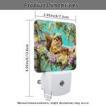Squirrel Night Lights Plug Into Wall, Fanciful Nature-Inspired Flowers Tea Cup Spring Green Smart Outlet Plug in Led Night Light Lamp for Living Room Entryway Kitchen Decor 2pcs