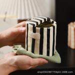 HORNEDI Ceramic Coffee Mug,Ceramic Mug,Retro Striped Ceramic Mark Hand-Painted Cup,10 oz Coffee Mug,Ceramic Coffee Mugs Cups Porcelain,Ceramic Mug with Sip Hole(1Pcs Green)