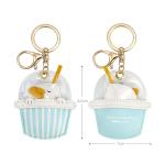 BONICI Creative Funny Hiding in Milk Tea Bubble Tea Cup Panda Cat Duck Frog Keychain Leather Keyring Backpack Car Key Ring Pendant -Cat