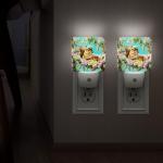 Squirrel Night Lights Plug Into Wall, Fanciful Nature-Inspired Flowers Tea Cup Spring Green Smart Outlet Plug in Led Night Light Lamp for Living Room Entryway Kitchen Decor 2pcs