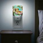 Squirrel Night Lights Plug Into Wall, Fanciful Nature-Inspired Flowers Tea Cup Spring Green Smart Outlet Plug in Led Night Light Lamp for Living Room Entryway Kitchen Decor 2pcs