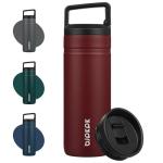 BJPKPK Insulated Water Bottle with 2 Lids,20 oz Double Wall Stainless Steel Vacuum Tumbler Travel Coffee Mug,Wide Mouth Thermal Cup,Cinnabar Red