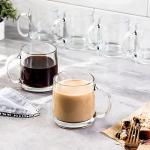 Le'raze 6-Pack Glass Coffee Infusion Mugs with Handle, Clear Tea cups Mugs, Espresso Cups Perfect for Cappuccino, Latte, Tea, Cafe Warm Beverage, Dishwasher & Microwave Safe.